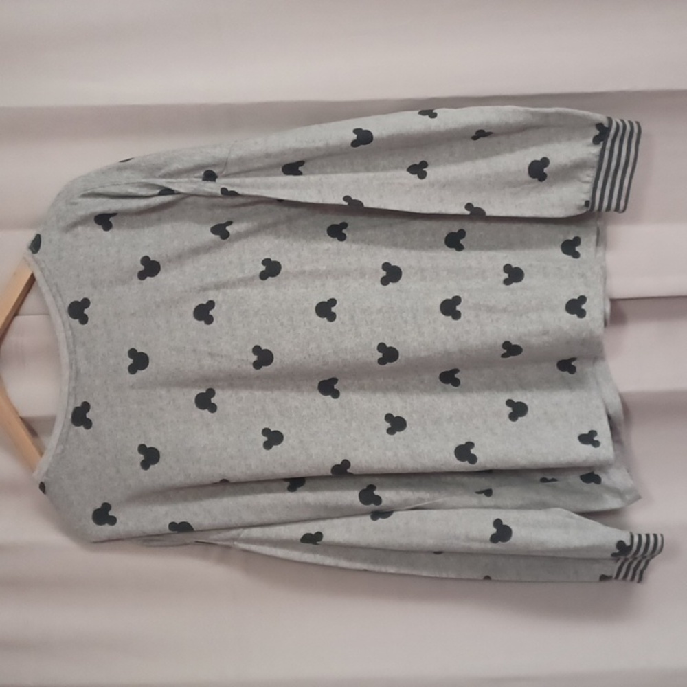 Disney Soft Knit Gray Long Sleeve Top, Mickey Mouse Pattern - Picture 10 of 15